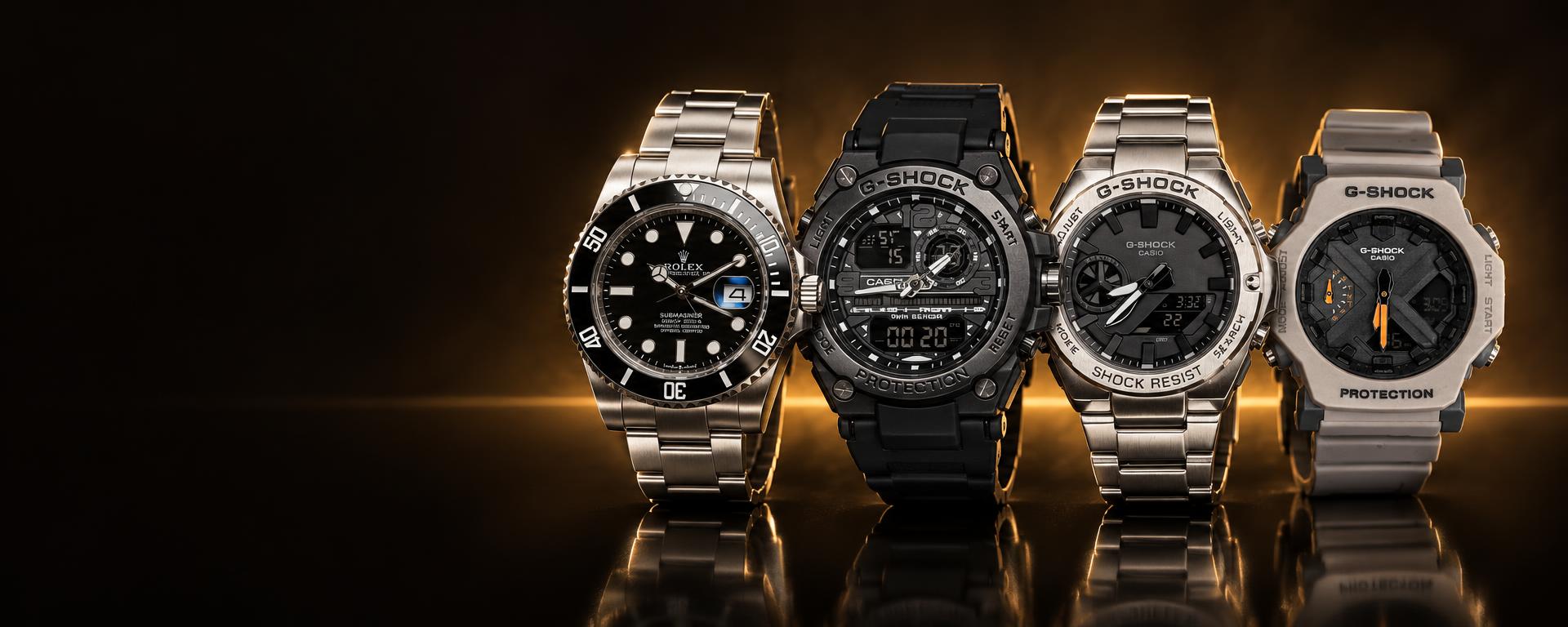 Relógios Submariner e G-Shock da WTime Atacado